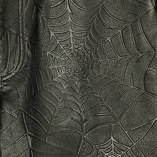 Sp5der Black Debossed Web Leather Pant - Image 3
