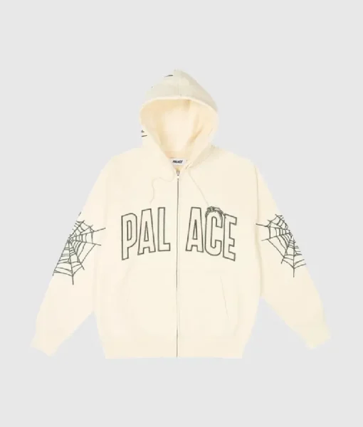 Palace Sp5der Zip Hoodie ‘Soft White’ Palace Logo